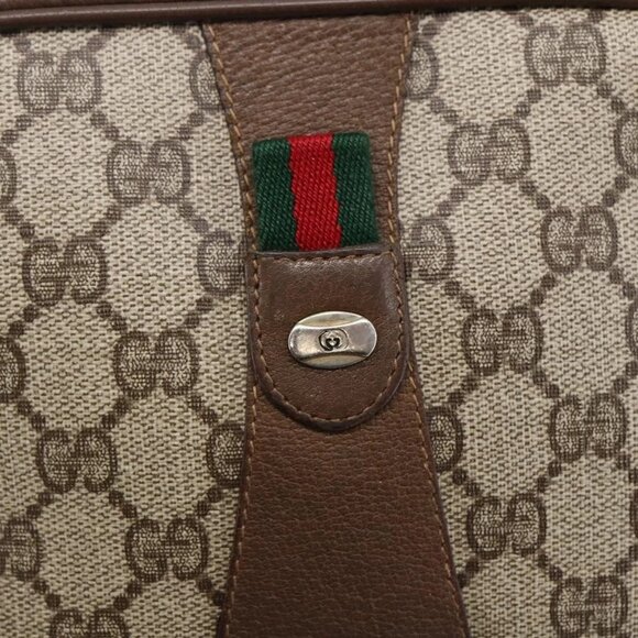 GUCCI GG Supreme Web Sherry Line Clutch Bag PVC Beige Gold 89 01 034 Auth 147495 - Picture 14 of 16